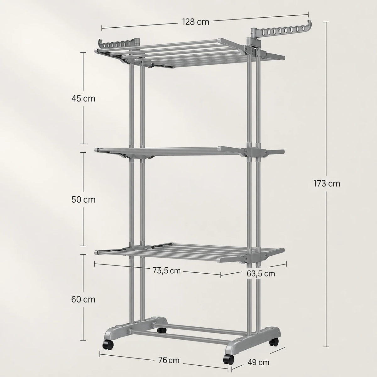 Étendoir tour pliable 4 niveaux — vue détaillée