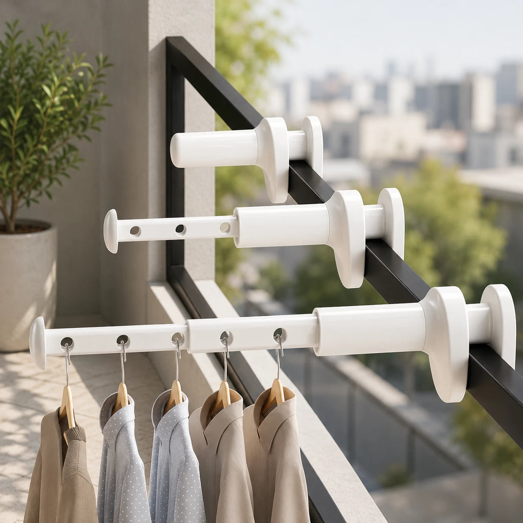 Étendoir balcon barre télescopique — vue détaillée