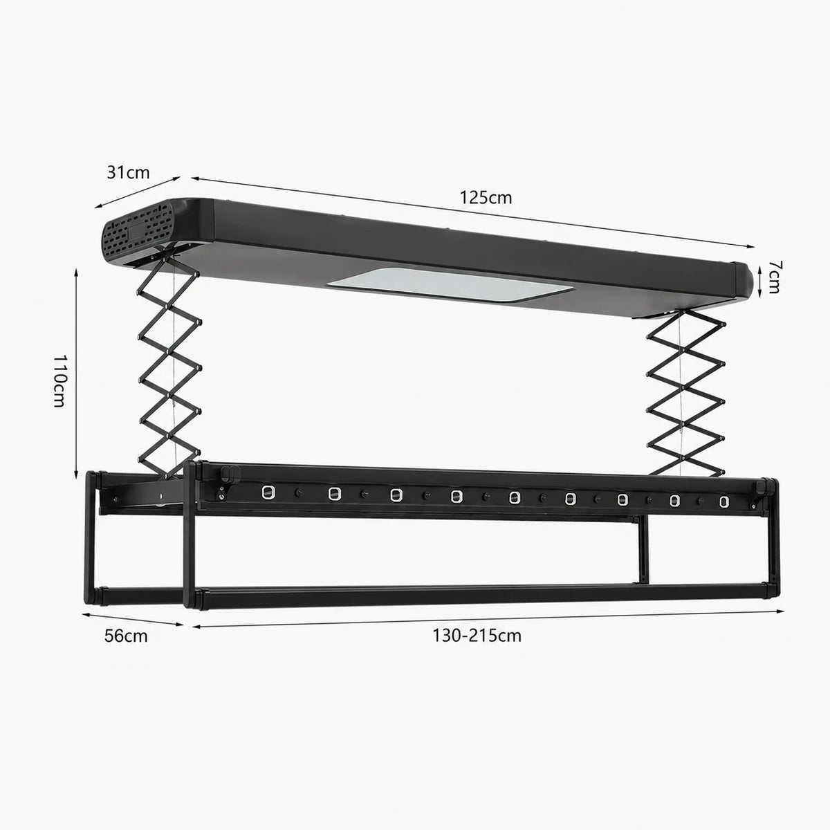 Étendoir plafond motorisé LED — vue 3