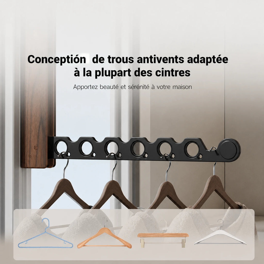 Étendoir mural bois pliable invisible — vue 4