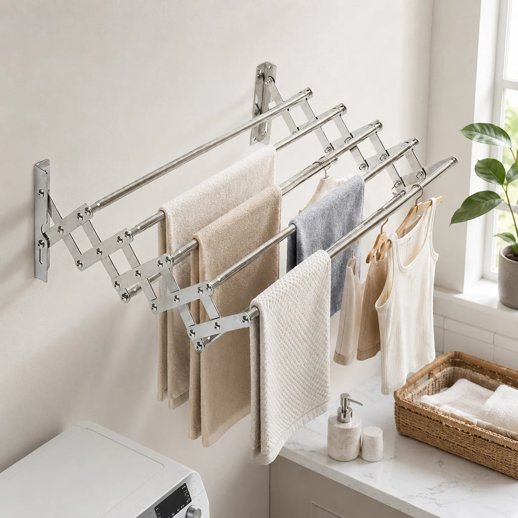 Étendoir mural extensible 7 rails — vue détaillée