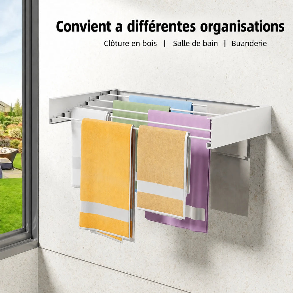 Étendoir mural pliable 5 tiges aluminium — vue 3