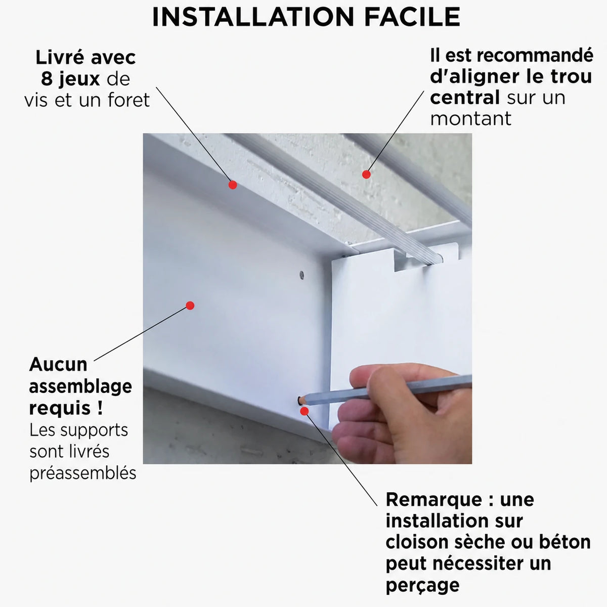 Étendoir mural pliable 5 tiges aluminium — vue 7