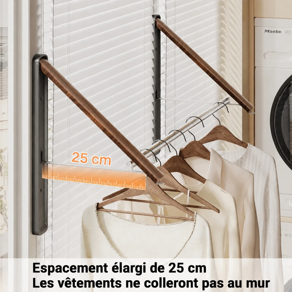 Étendoir mural pliable invisible — vue 3