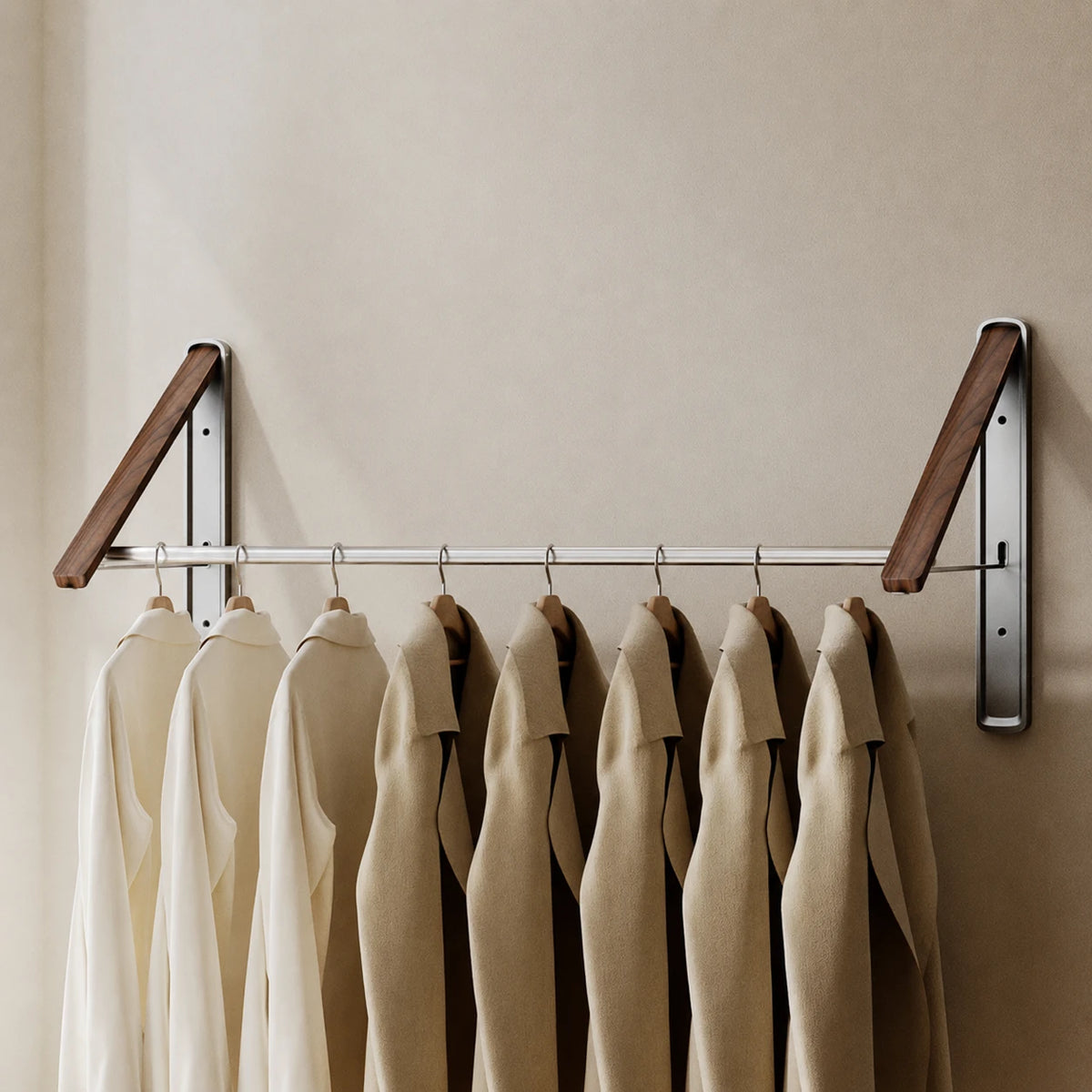 Étendoir mural pliable invisible – bois aluminium