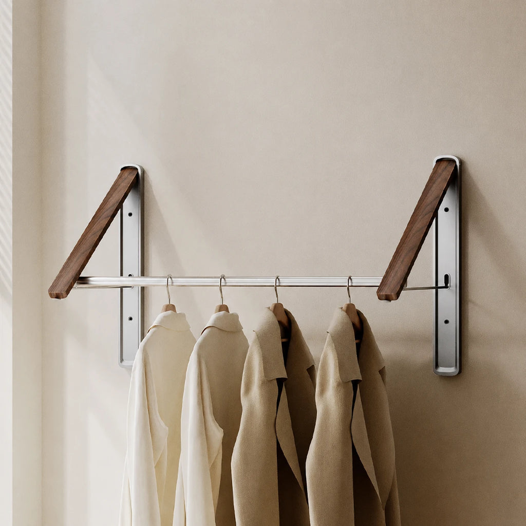 Étendoir mural pliable invisible – bois aluminium