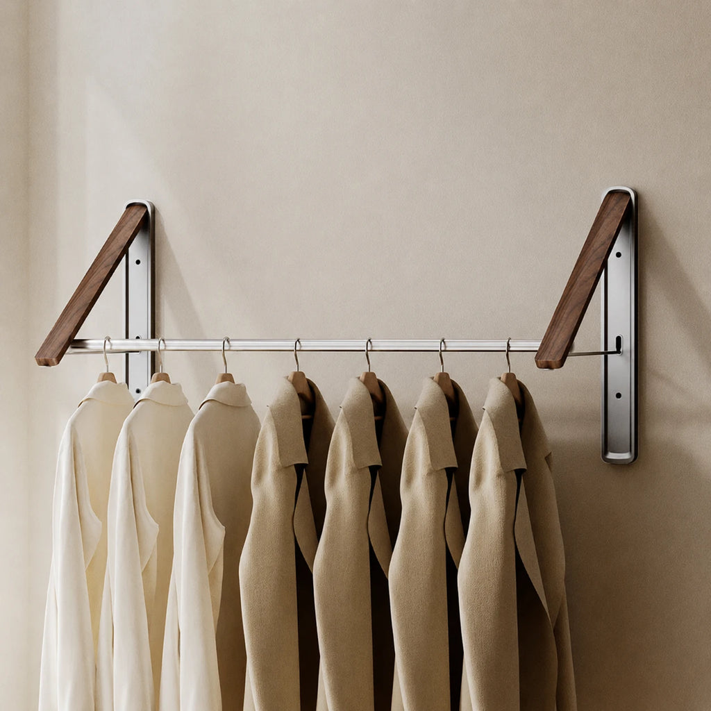 Étendoir mural pliable invisible – bois aluminium