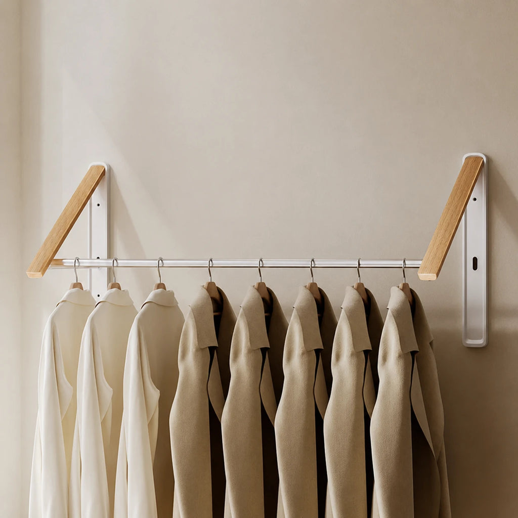 Étendoir mural pliable invisible – bois aluminium