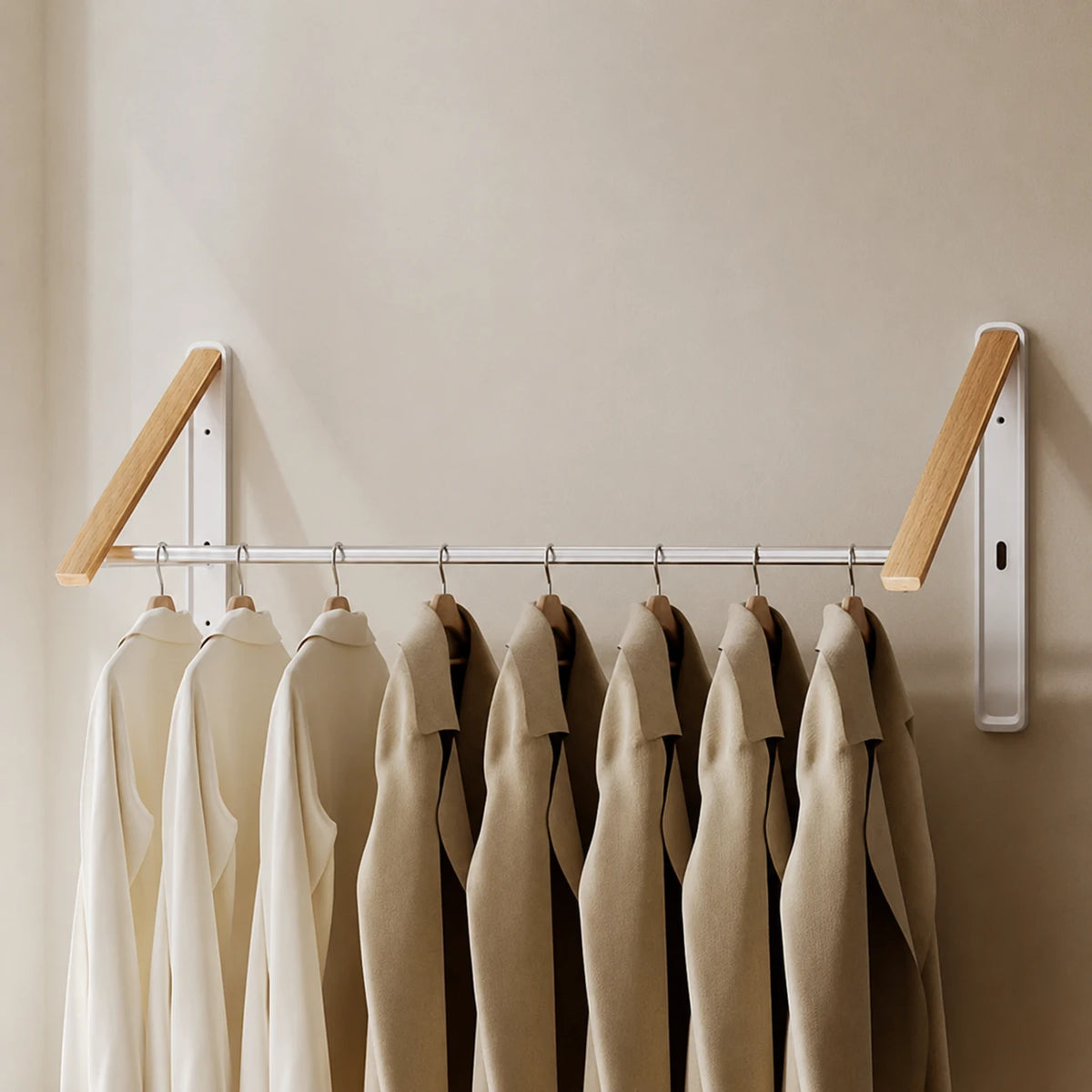 Étendoir mural pliable invisible – bois aluminium