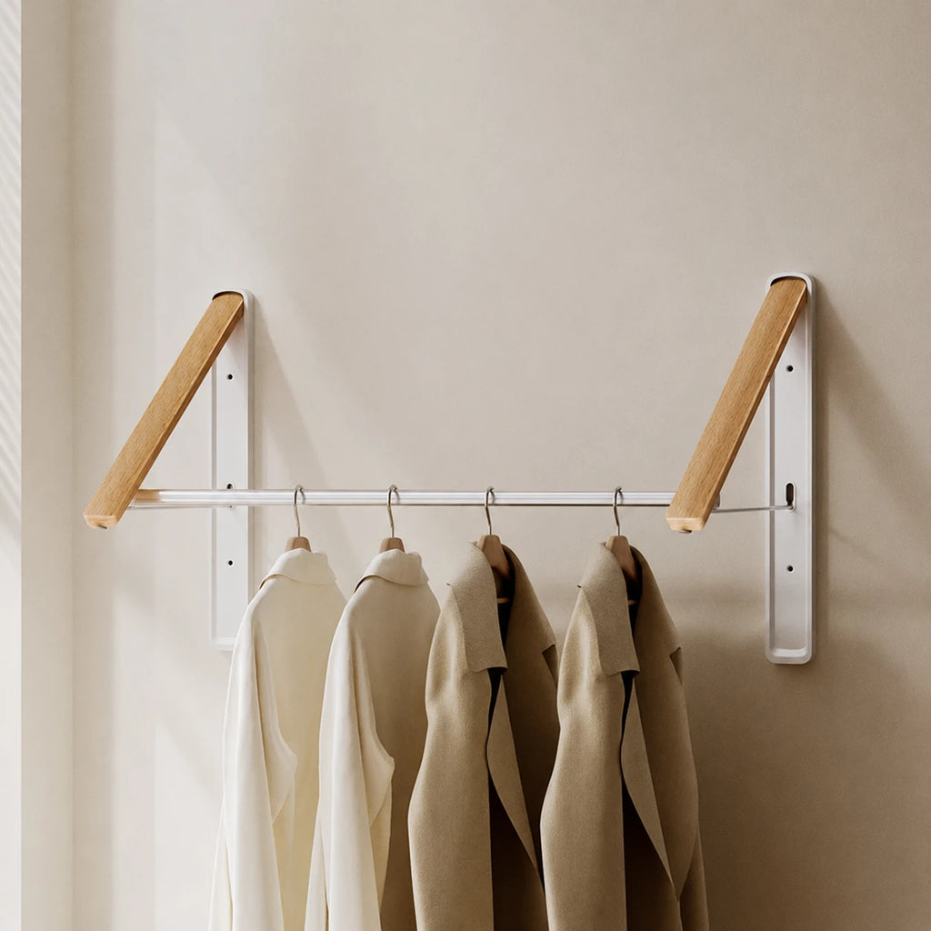 Étendoir mural pliable invisible – bois aluminium