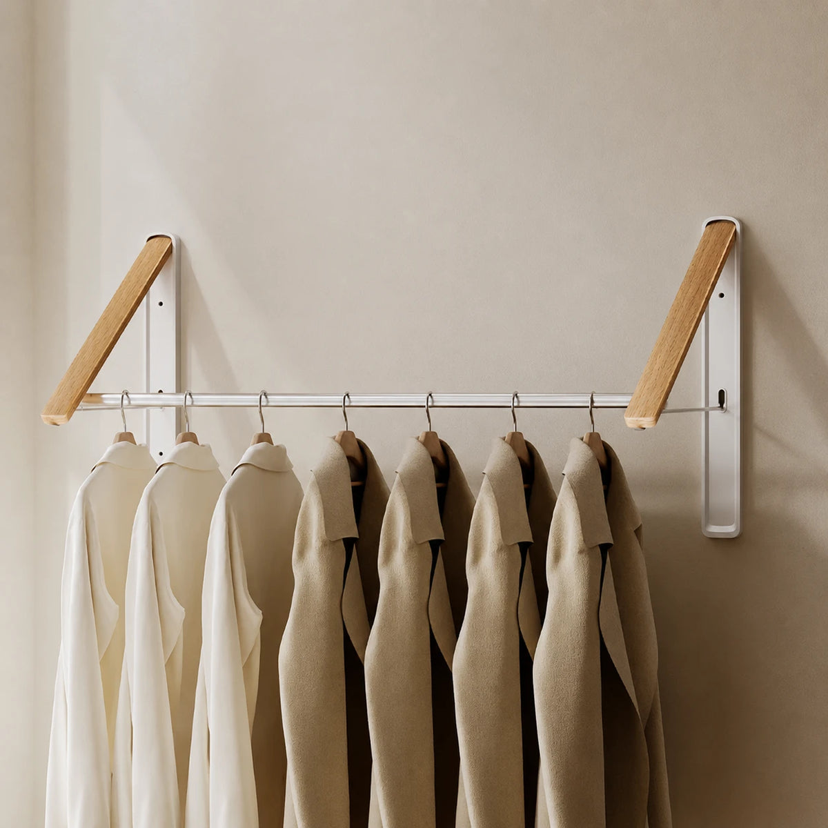 Étendoir mural pliable invisible – bois aluminium