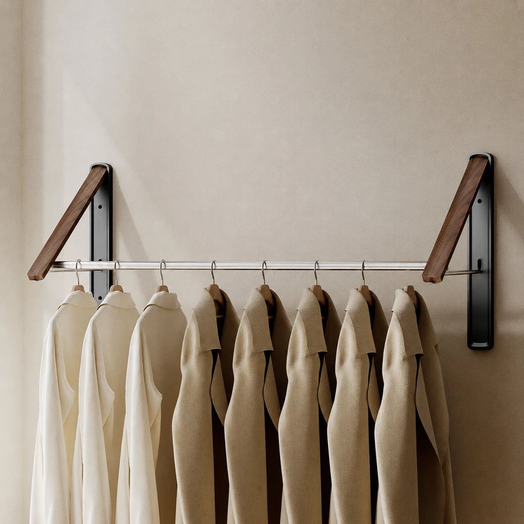 Étendoir mural pliable invisible – bois aluminium