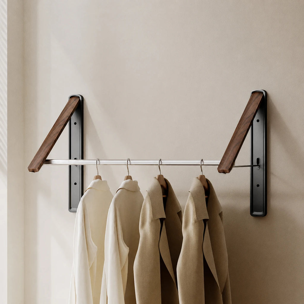 Étendoir mural pliable invisible – bois aluminium