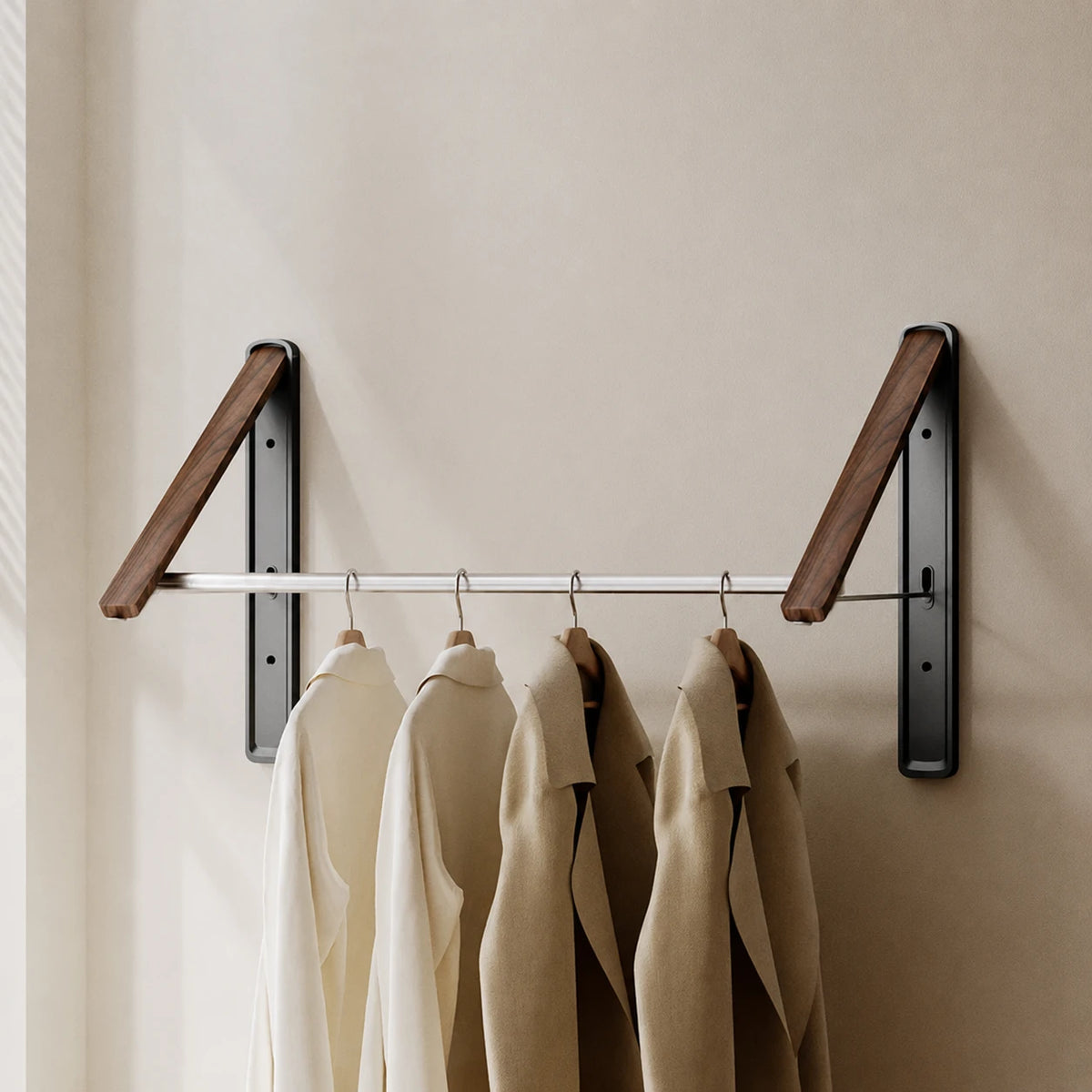 Étendoir mural pliable invisible – bois aluminium