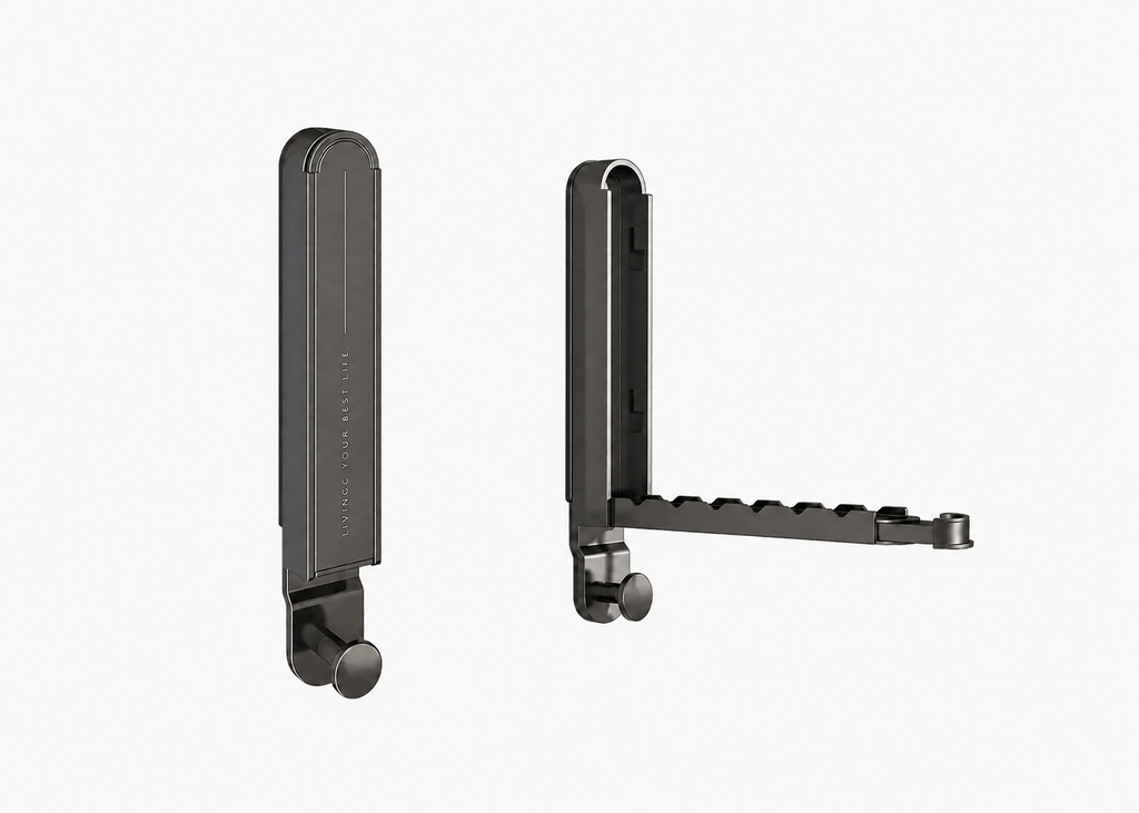 Étendoir mural pliable noir aluminium minimaliste