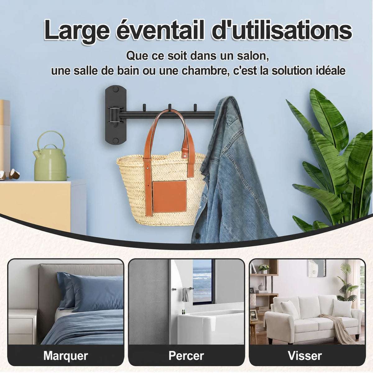 Étendoir mural rotatif pliable — vue 4
