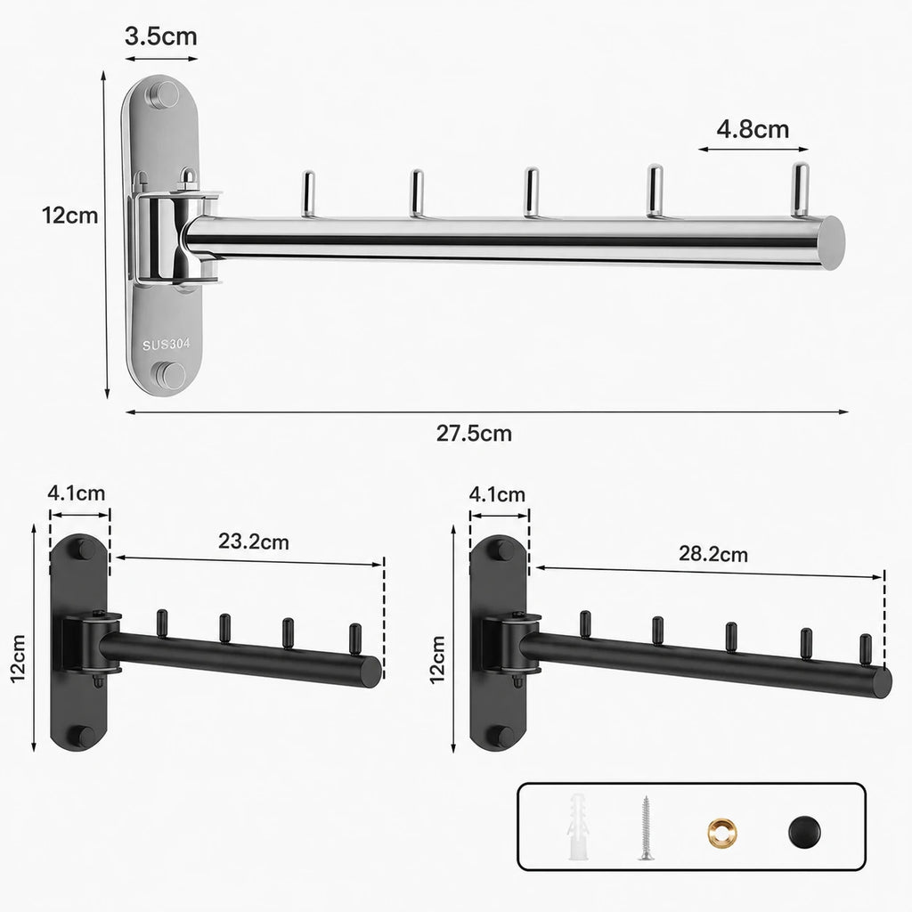 Étendoir mural rotatif pliable — vue détaillée
