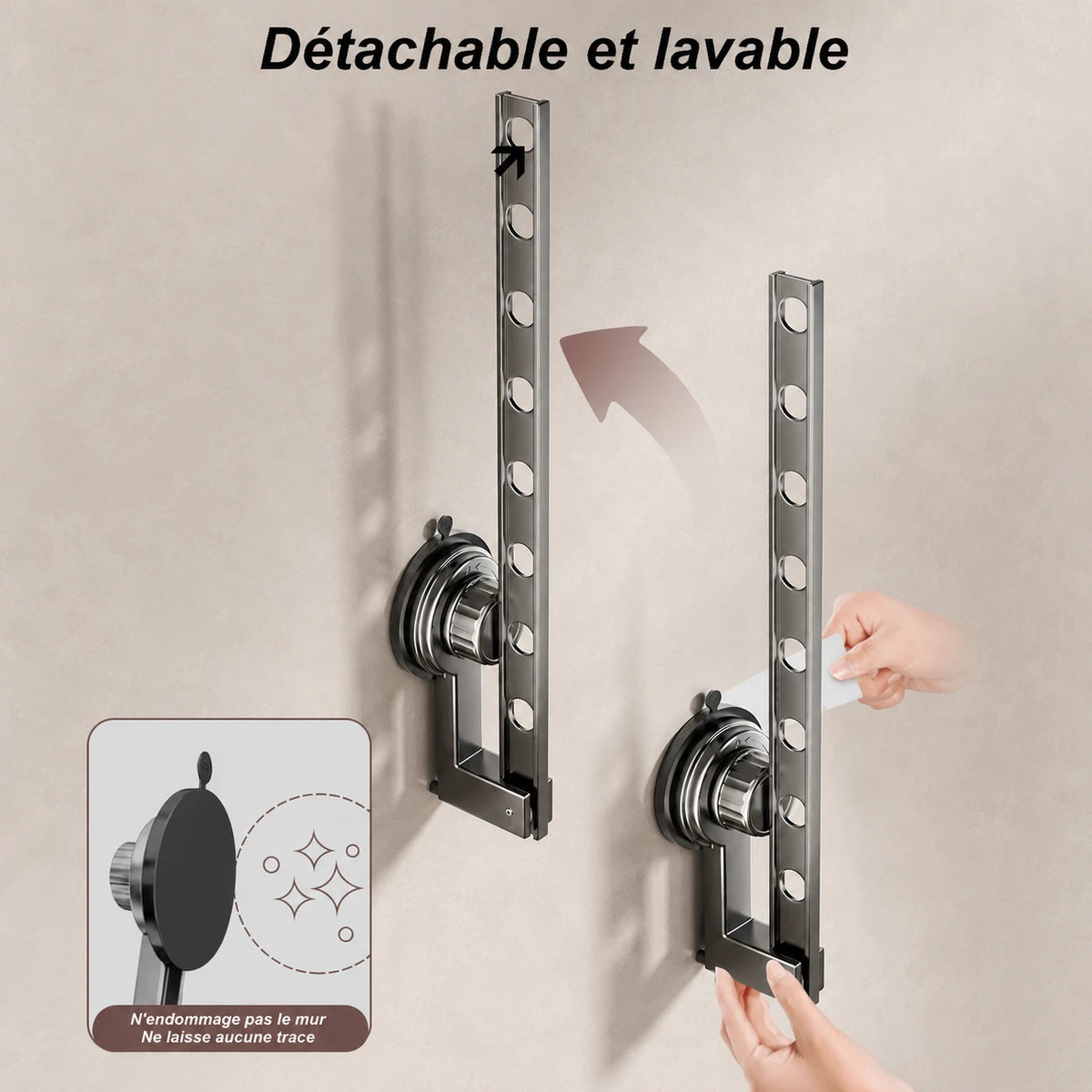 Étendoir mural à ventouse pliable — vue 5