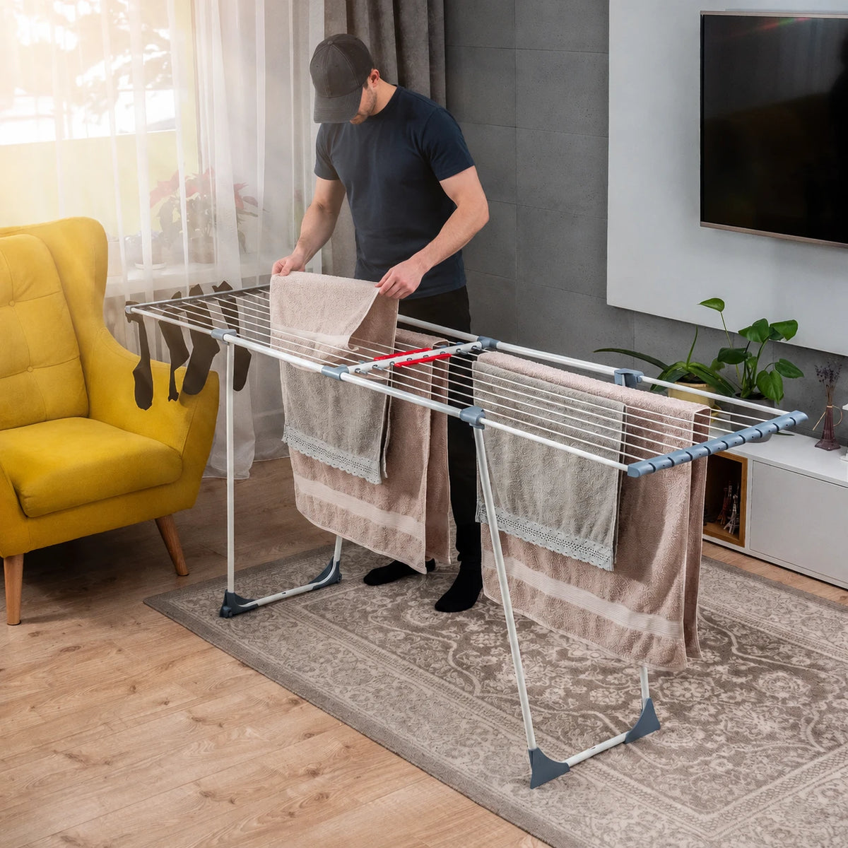 Étendoir pliable télescopique blanc — vue 3