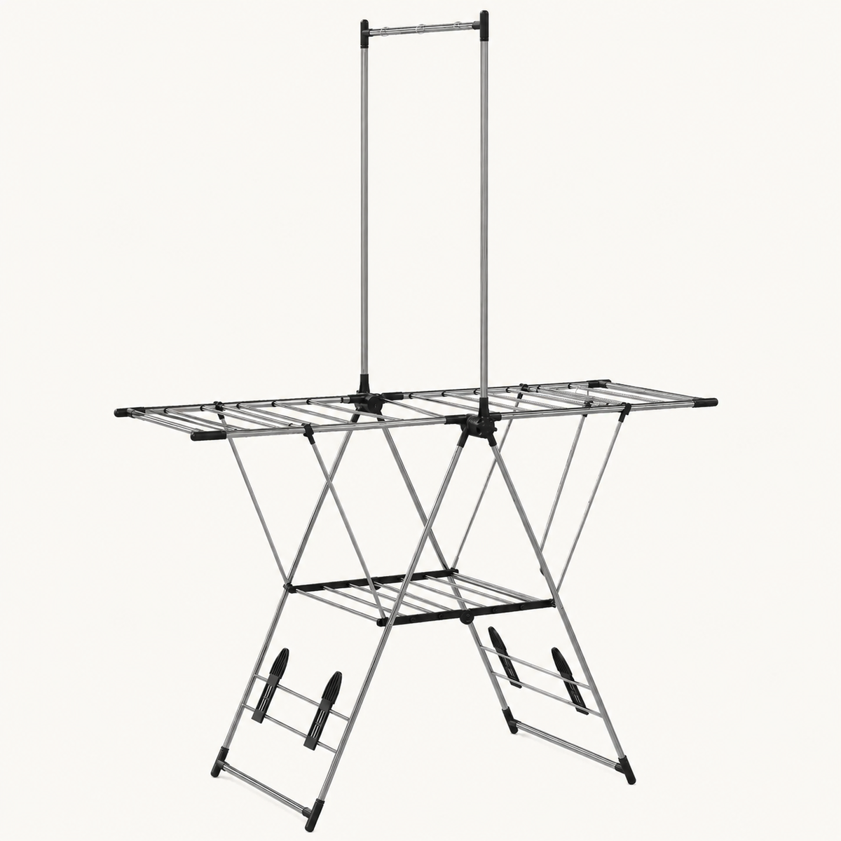 Étendoir à linge pliable 2 niveaux – barre suspension haute