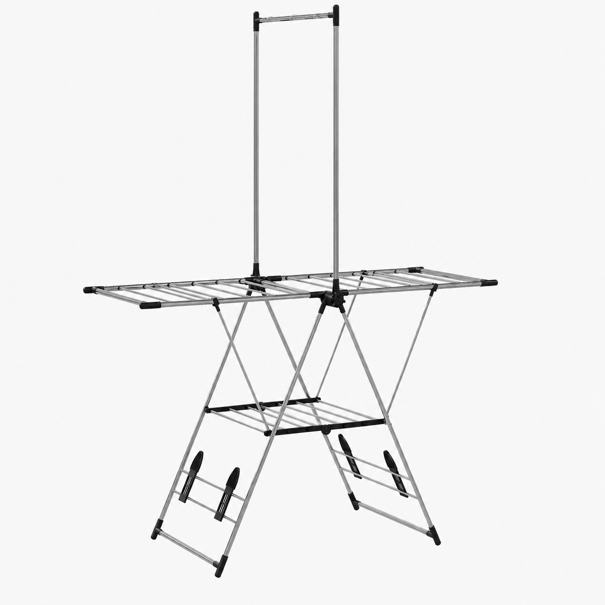 Étendoir à linge pliable 2 niveaux – barre suspension haute