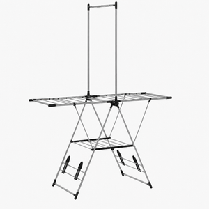 Étendoir à linge pliable 2 niveaux – barre suspension haute