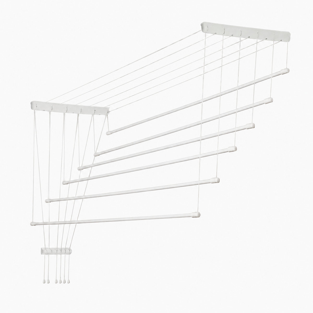 Étendoir plafond manuel à cordes – 6 barres acier 190 cm