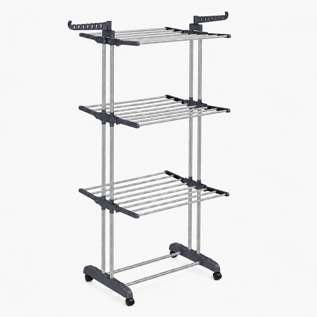 Étendoir tour pliable 4 niveaux à roulettes
