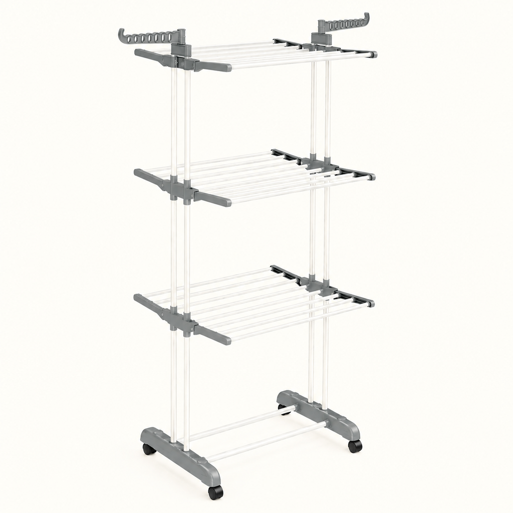 Étendoir tour pliable 4 niveaux à roulettes