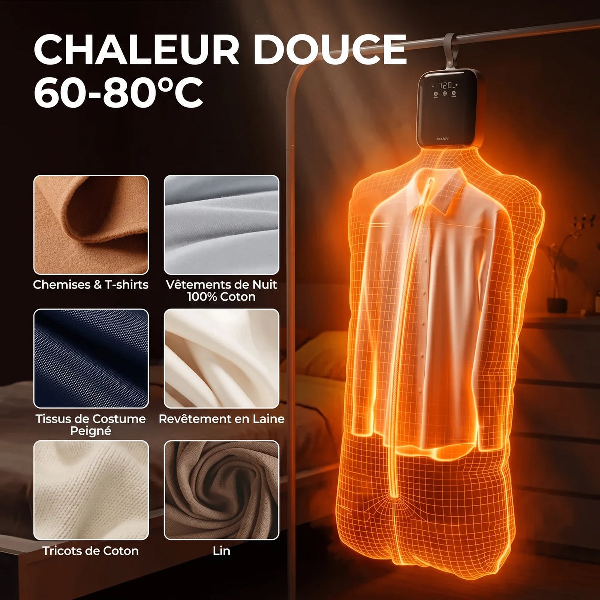 Séchoir à linge électrique portable – 400W minuterie 12h