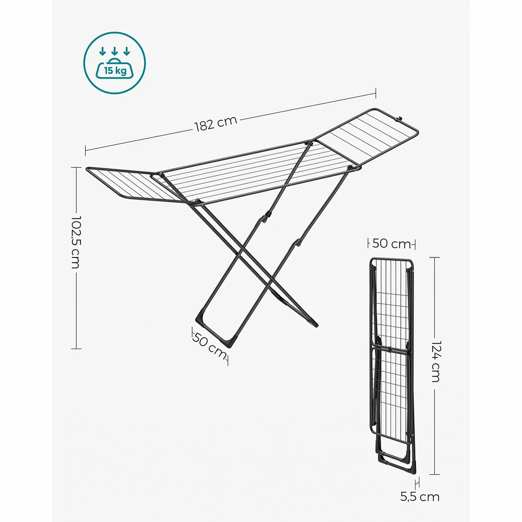 Étendoir à linge pliable grande capacité – 17 barres intérieur-extérieur