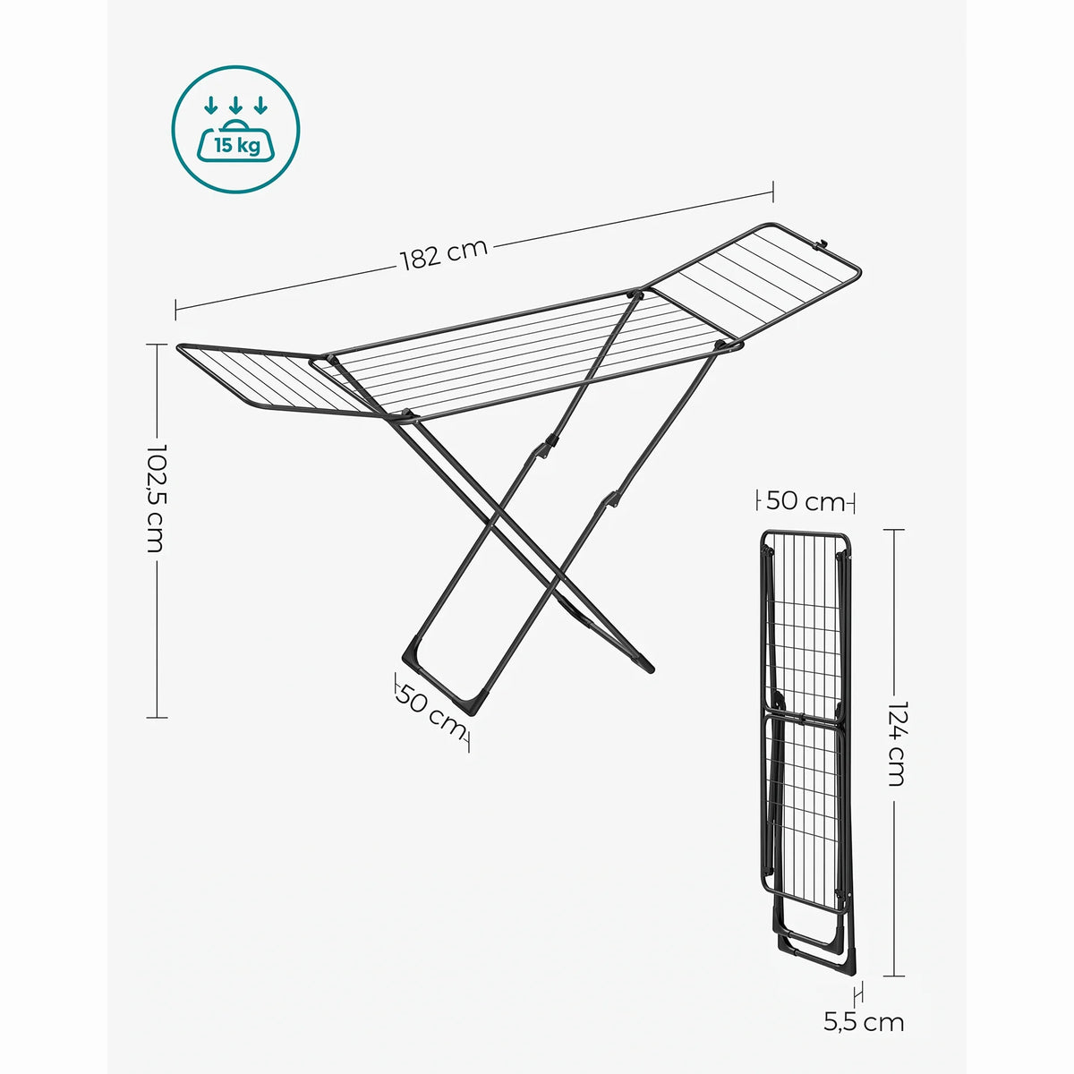 Étendoir à linge pliable grande capacité – 17 barres intérieur-extérieur