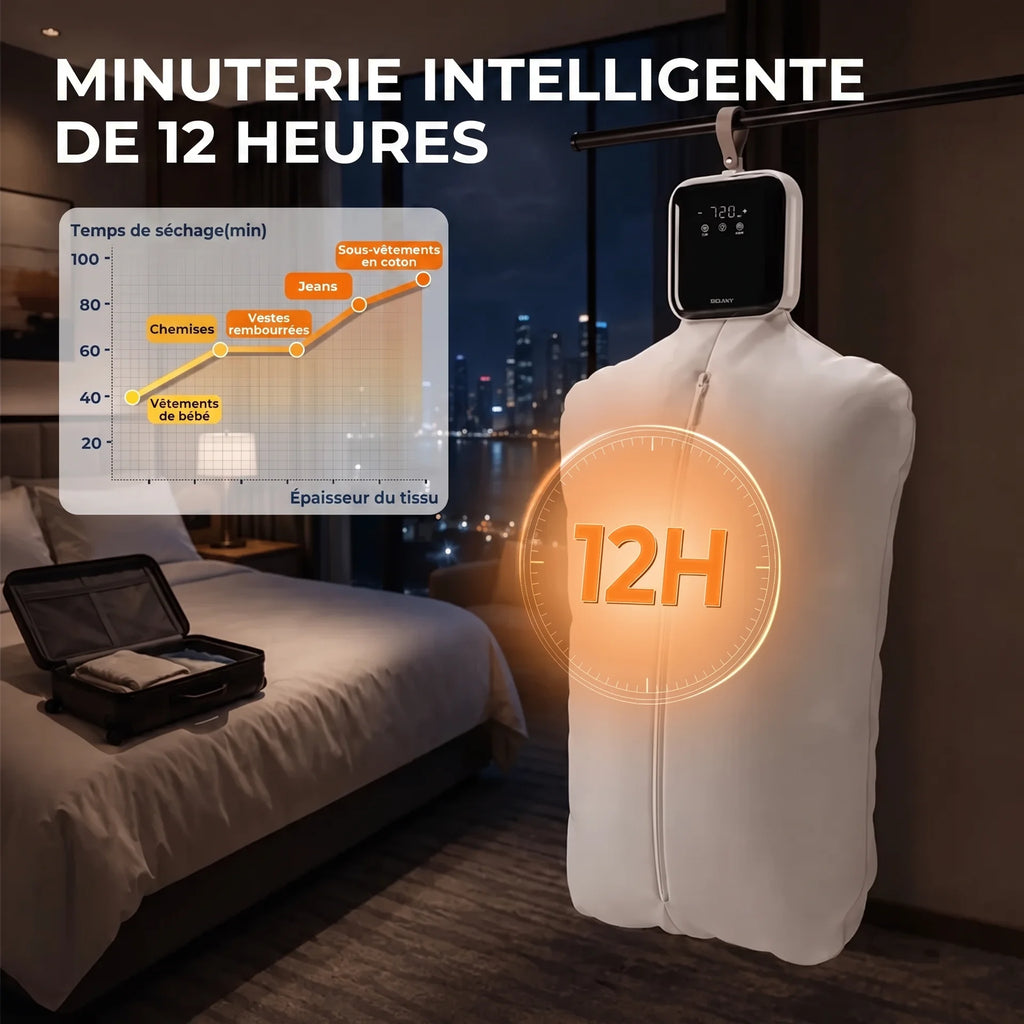 Séchoir à linge électrique portable – 400W minuterie 12h